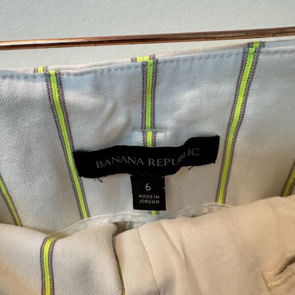 Banana Republic White and Neon Yellow Striped Shorts - Picture 3 of 3